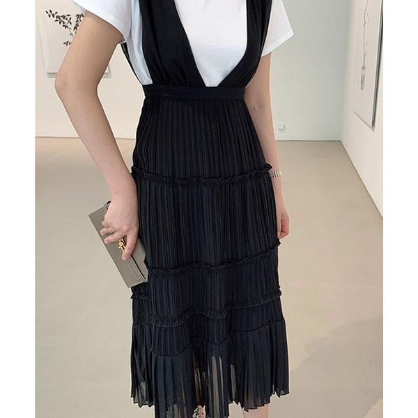 ジャンパースカート ティアードフリルマーメイドジャンスカ