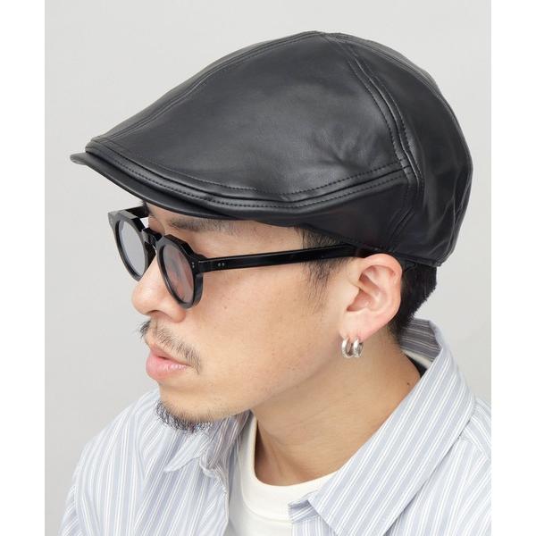 帽子 ベレー帽 レザー調 パネル切り替え ハンチング メンズ レディース