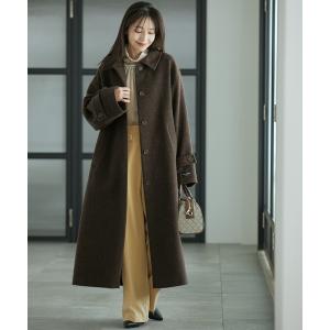 アウター 衿2WAYウール混ロングコート