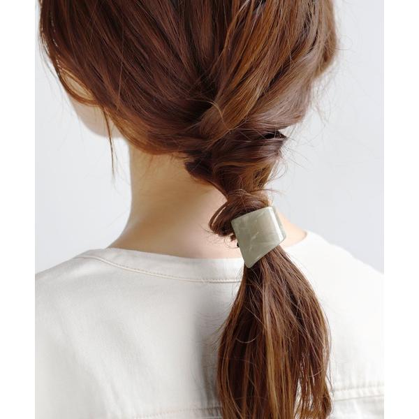 ヘアゴム マーブルカールプレートポニーフック