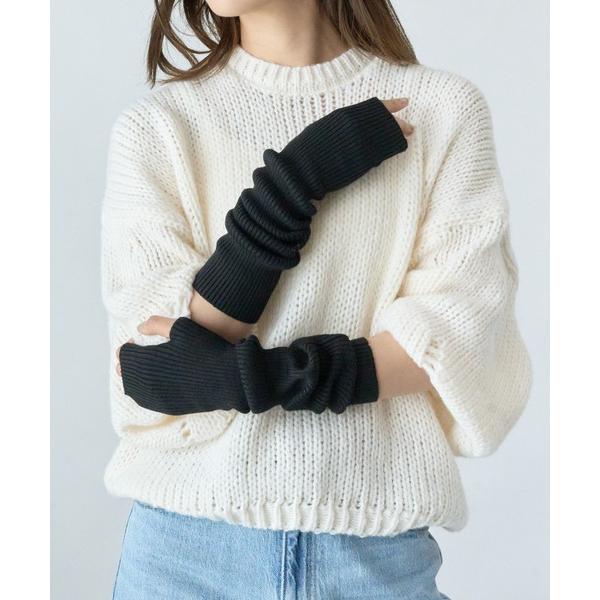 アームカバー 無地ニット アームウォーマー / フィンガーレススリーブ レディース