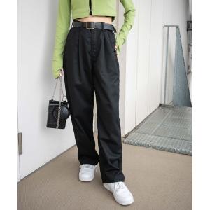 パンツ チノパン WEGO/ベルト付きタックワイドチノパンツ