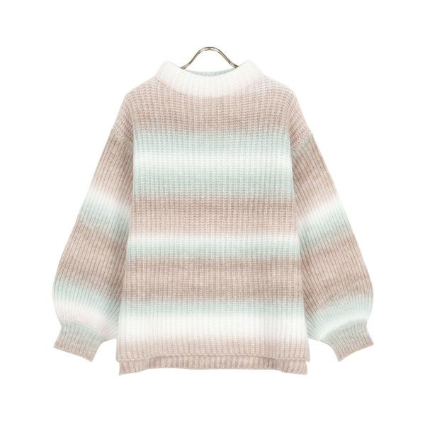 ニット セーター グラデーションモックネックニットトップス レディース