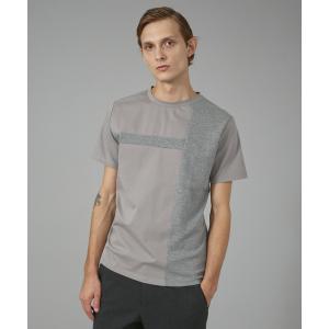【グレー】異素材カラーブロック 半袖Tシャツ 5351 POUR LES HOMMES tシャツ 異素材カラーブロック 半袖Tシャツ