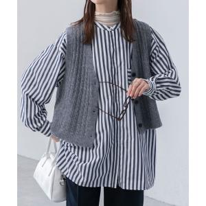 ベスト ジレ 深Vネック コンパクトケーブルニットベスト レディース