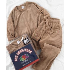 パジャマ ルームウェア 「73」「Fruit of the Loom/フルーツオブザルーム」ボアフリース ルームウェア 上下セットアップ(トレーナー×