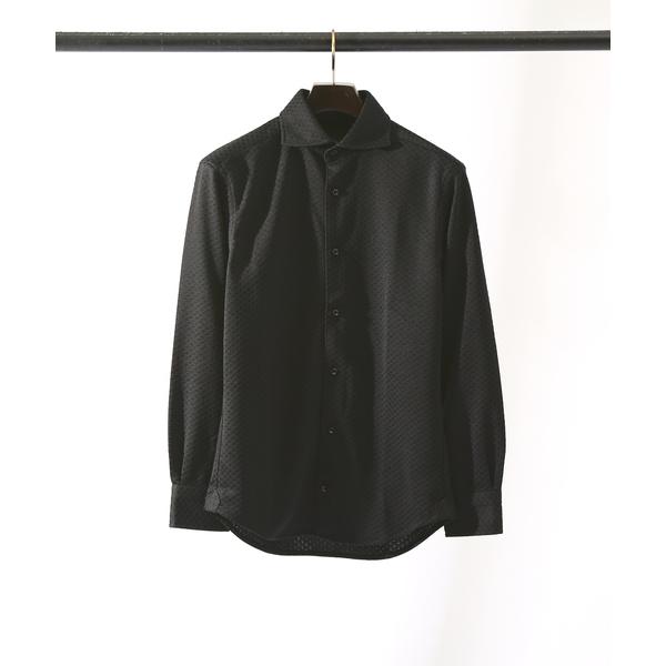 シャツ 「FLEX SHIRTS」ダイヤ柄 フクレ ジャカード シャツ メンズ