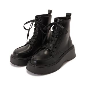 ブーツ 「Zipper」 厚底レースアップショートブーツ レディース