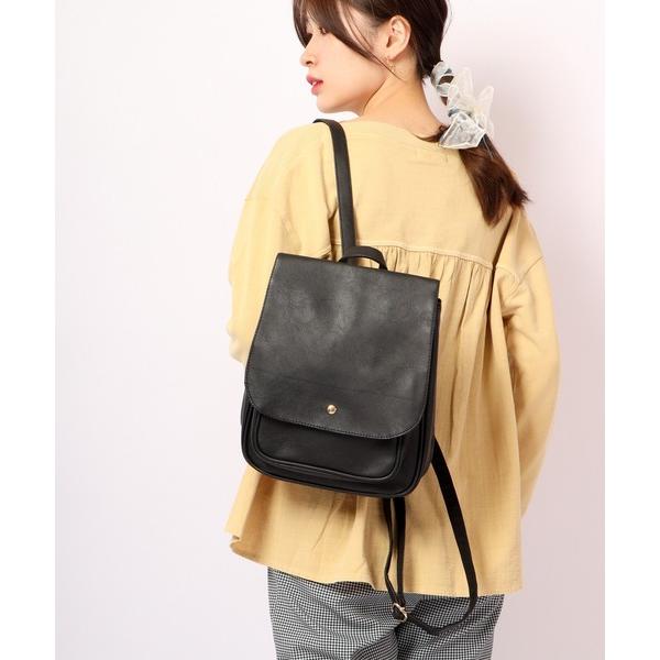 デイバック リュック Craig フェイクレザーパイピングフラップミニリュックサック メンズ レディ...