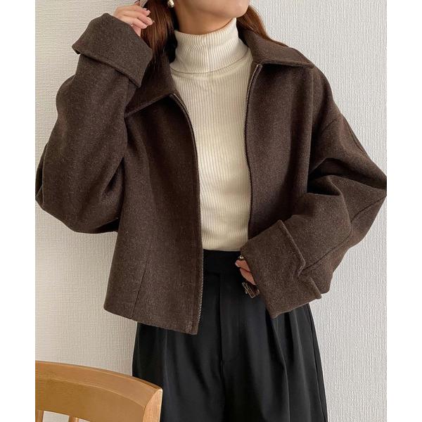 ブルゾン アウター ステンカラーショートアウター レディース