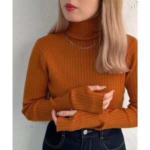 ニット タートルネックフィンガーホールニット