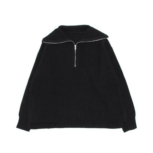 ニット セーター バルキーハーフジップニットプルオーバー レディース