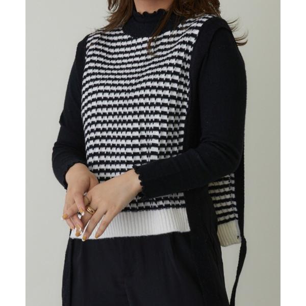 ベスト ジレ バイカラーデザインニットベスト レディース