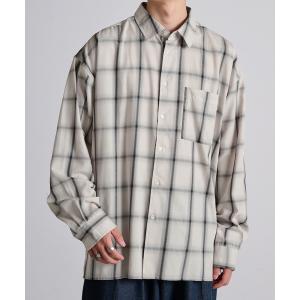 シャツ ブラウス サイドスリットルーズレギュラーカラーブロードL/Sシャツ