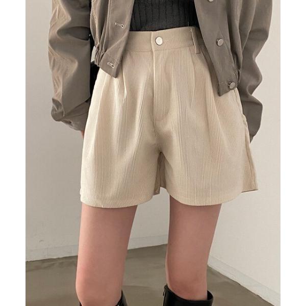 パンツ コーデュロイルーズショートパンツ レディース