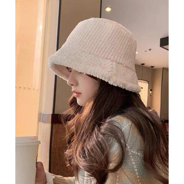帽子 ハット もこもこバケットハット レディース
