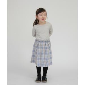 ファミリア ニットワンピース トップス 長袖 チェック柄 キッズ 女の子