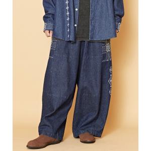 パンツ デニム ジーンズ 【チャイハネ】サシキMEN'Sデニムワイドパンツ