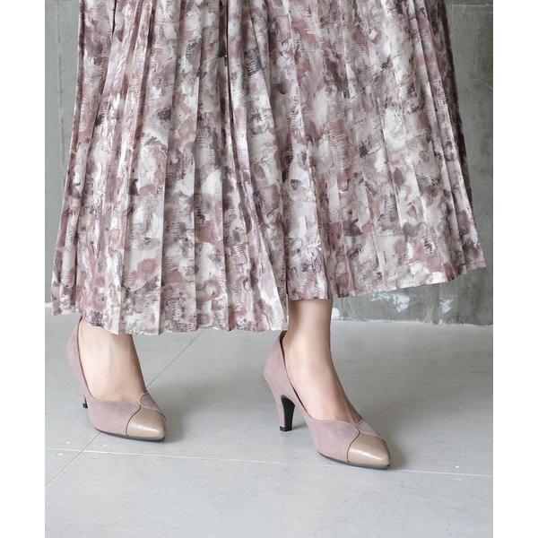 パンプス バイカラー ポインテッドトゥ パンプス「日本製」