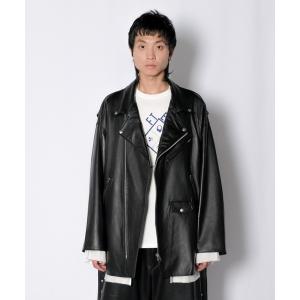 ジャケット ライダースジャケット メンズ Wizzard ウィザード / OS RIDERS JACKET LEATHER カウレザービッグシルエット｜zozo