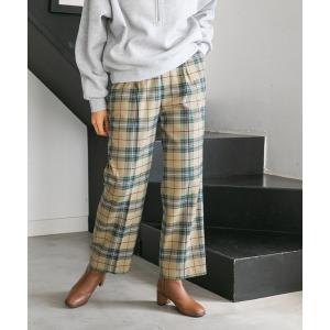 パンツ ツイルストレートチェックパンツ レディース