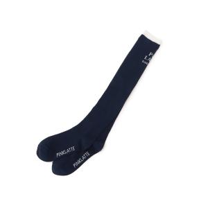靴下 切替バックロゴニーハイソックス