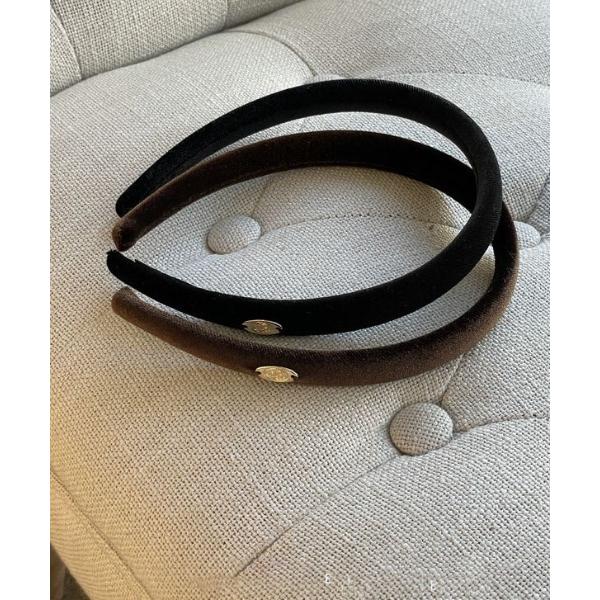 カチューシャ ゴールドチャーム付きベロアカチューシャ