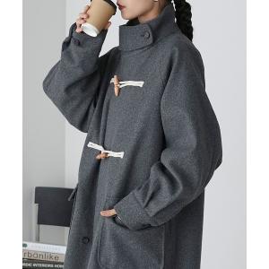 コート ダッフルコート メルトンチンストラップ付オーバーサイズダッフルコート