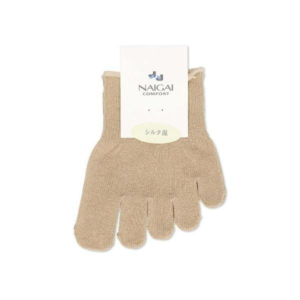 靴下 NAIGAI COMFORT レディース ハイゲージシルク混 5本指 ハーフソックス 指先あり...