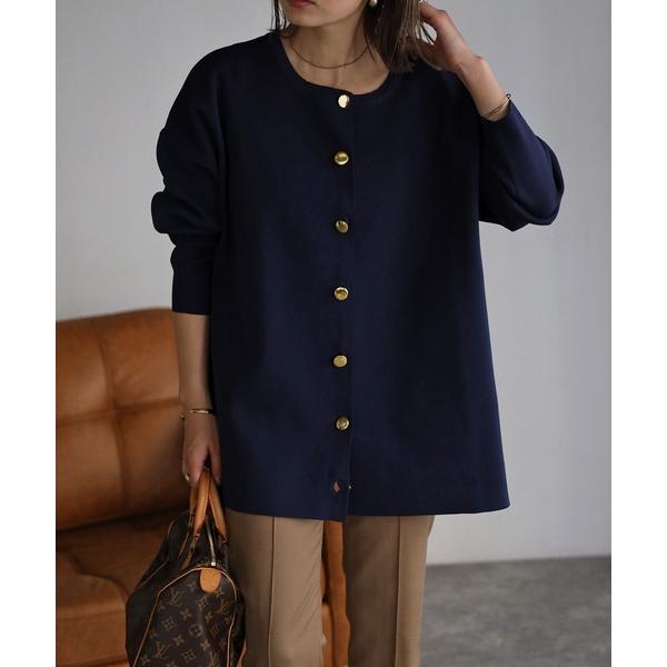 カーディガン ダイバーニット金釦カーディガン レディース