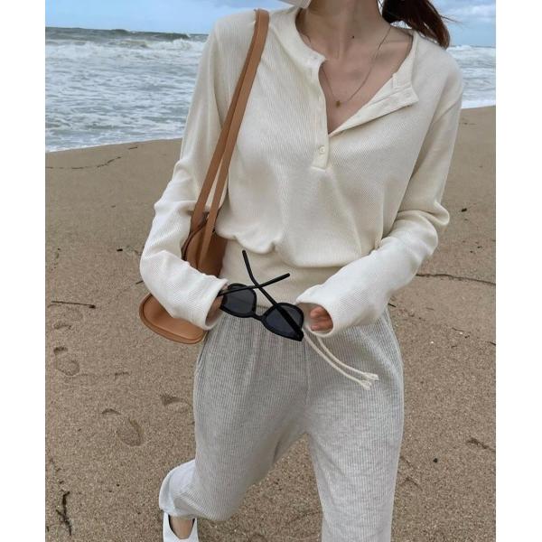 tシャツ リブボタンクロップドトレーナー レディース