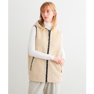 ベスト ジレ プードルボア フーディベスト レディース