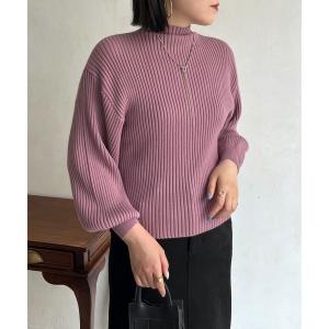 ニット 袖ふわリブ編みニット