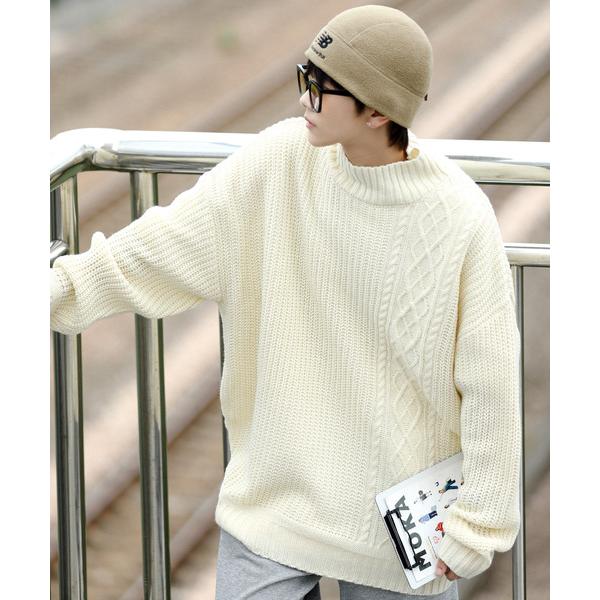 セーター ニット 「neos -addictive design-」ビッグシルエット 畦編み ケーブ...