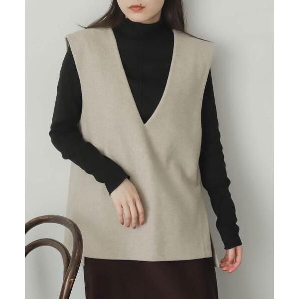 ベスト ジレ ウールライクジャージVネックジレ レディース