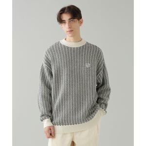 ニット ヘリンボン地柄プルオーバーニット