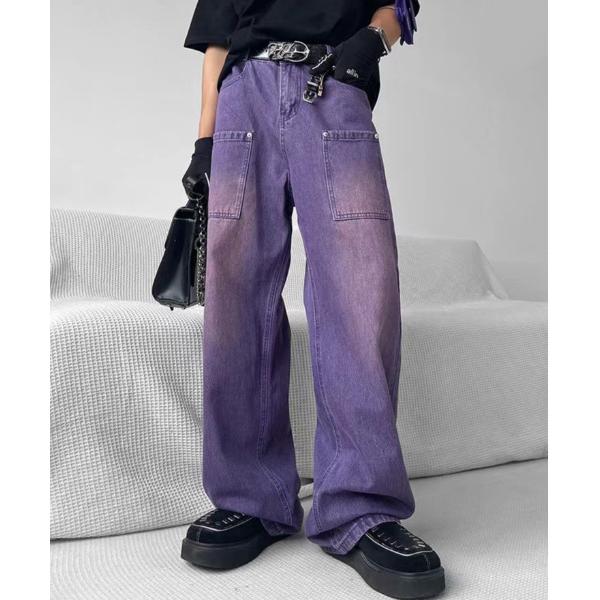 ジーンズ A&apos;GEM/9 × .kom「ARULE/アルール」ワイドシルエット ポケットカラーデニム...