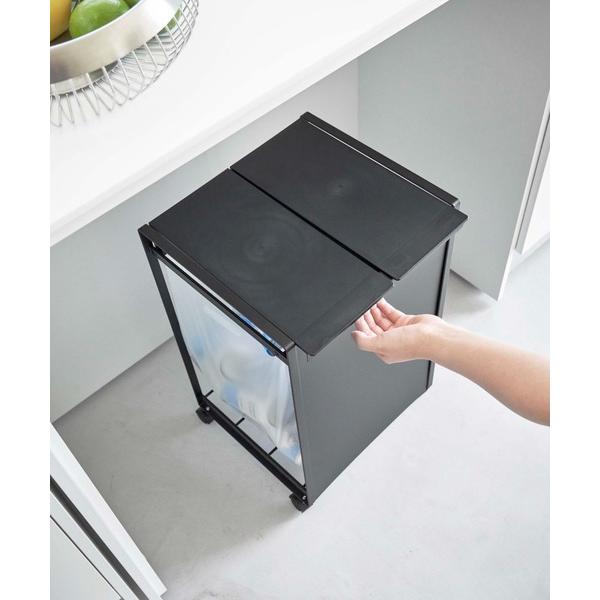 ゴミ箱 ダストボックス tower（タワー）蓋付き目隠し分別ダストワゴン2分別