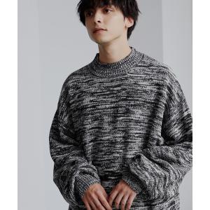ニット オーバーサイズモックネックボリュームスリーブメランジニット2023NEWITEM