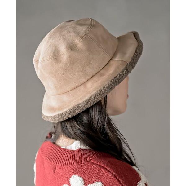 帽子 ハット ムートン風バケットハット レディース