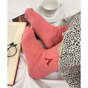 靴下 WEGO/ワンポイント刺繍リブソックス