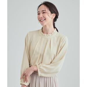 ブラウス シャツ さりげないフリルが女性らしい！「S-3L」プチハイネック ブラウス レディース