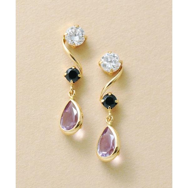 ピアス K18・K10アメジストスイングピアス レディース