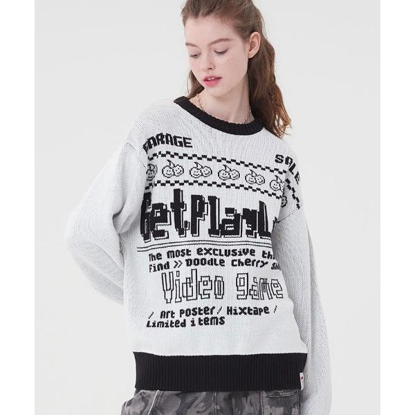 ニット セーター KIRSH DOODLE CHERRY PIXEL GRAPHIC KNIT ピク...