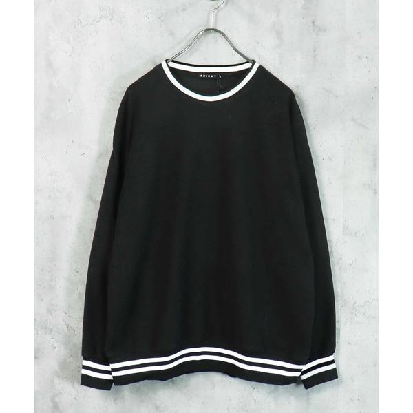 トレーナー スウェット フリースラインリブクルーネックスウェット パーカー メンズ