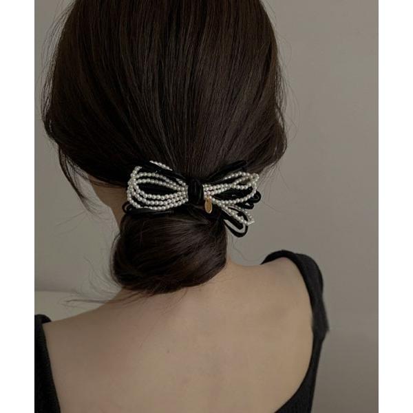 ヘアクリップ 「resonance」パール＆リボン バレッタ