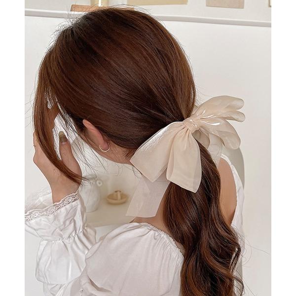 ヘアクリップ 「float」シフォン リボン バナナクリップ