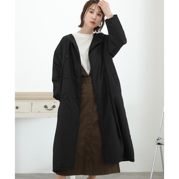 ノーカラーコート コート 中わた入りノーカラーコート レディース