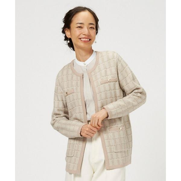 ジャケット ノーカラージャケット ロングニットジャケット レディース