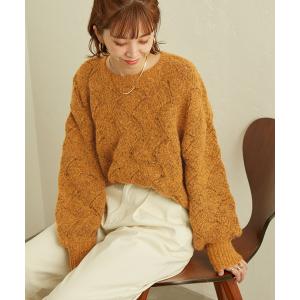 ニット 変形ダイヤ模様ニットプルオーバー*